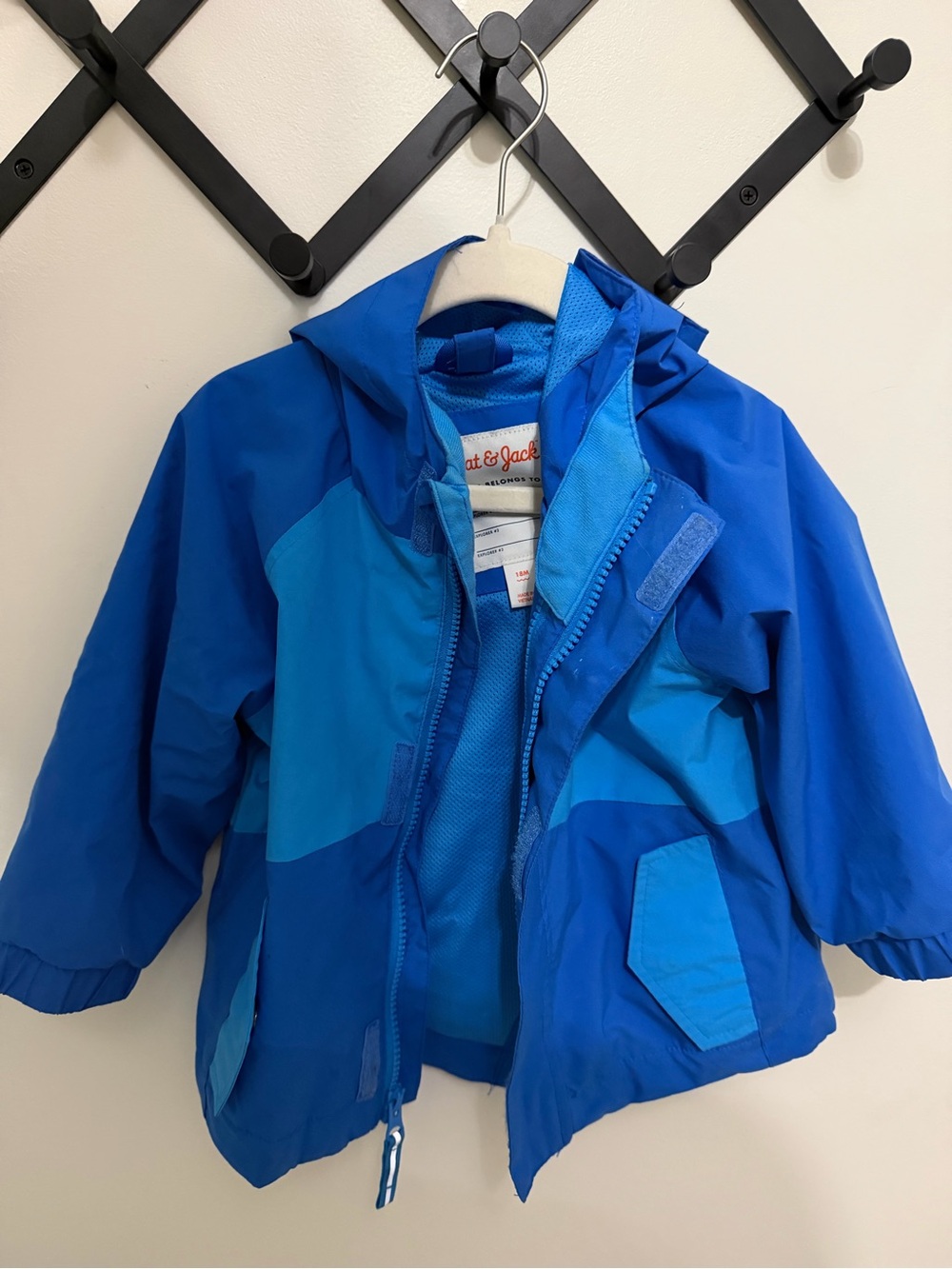 Cat & Jack Two-Tone Blue Kids' Rain Jacket with Hood
